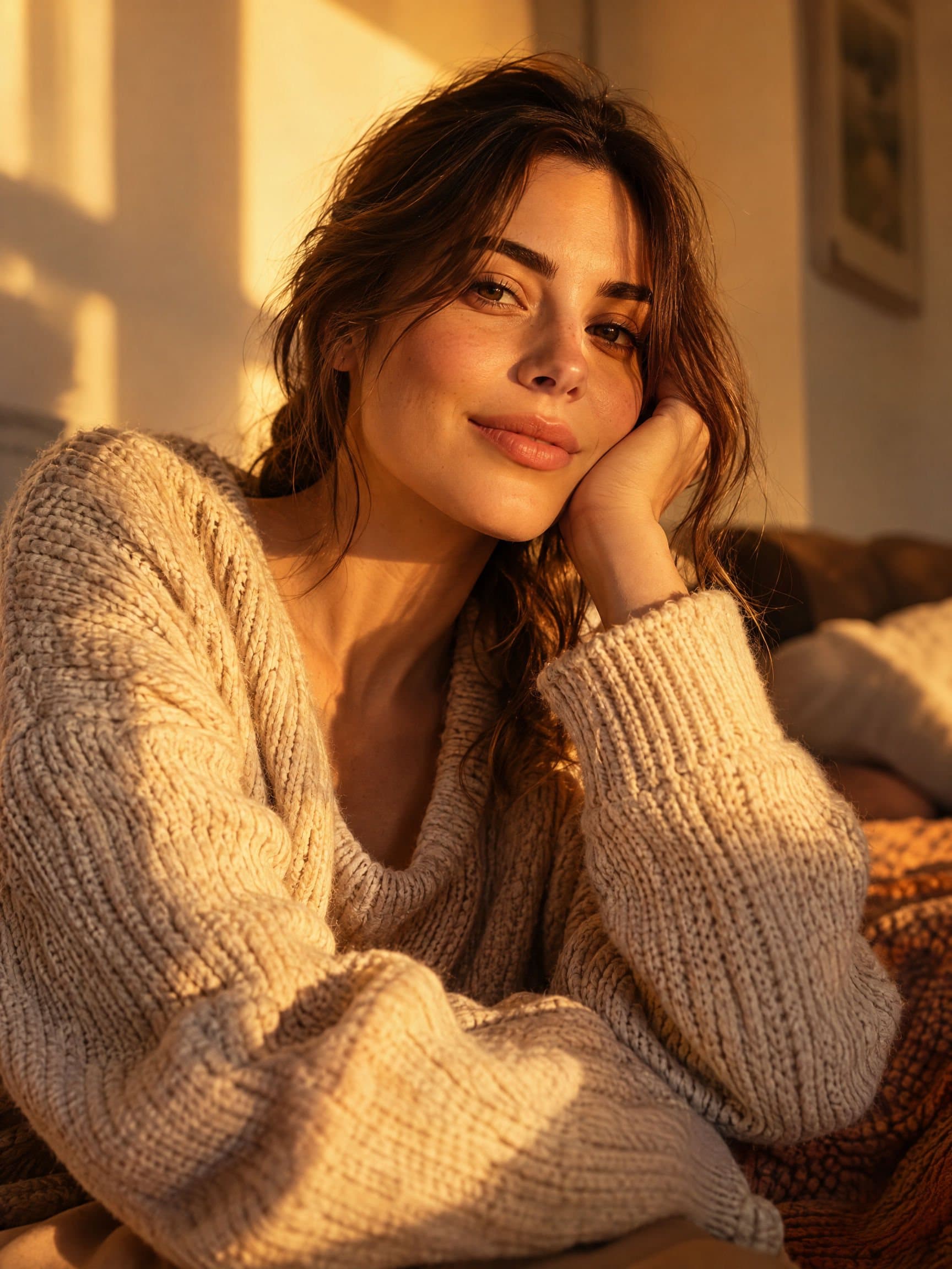 Portrait enhanced with a warm preset